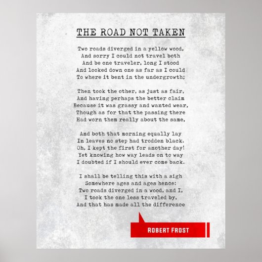 Robert Frost citeert de weg die niet literair word Poster (Voorkant)