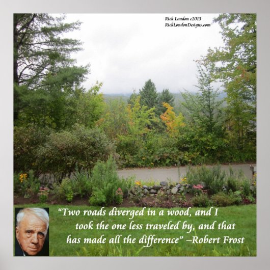 Robert Frost "Minder Bereisde Weg" Wijsheid Poster (Voorkant)