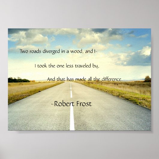 Robert Frost Road Minder reizend Poster voor prijs (Voorkant)