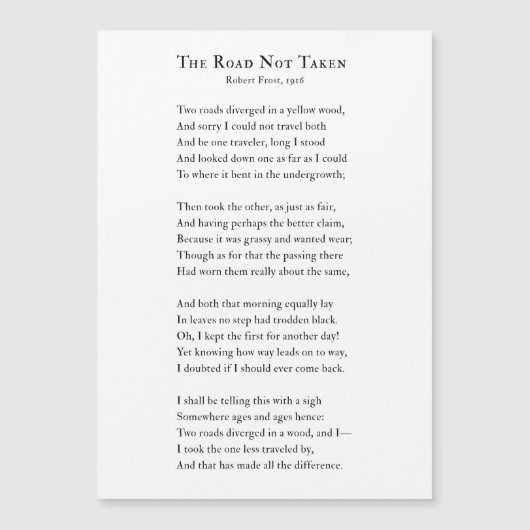 Robert Frost, Road, niet overgenomen gedicht (Voorkant)
