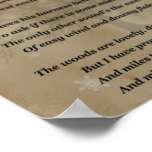 Robert Frost, Stoppen met Bossen Poster (Hoek)