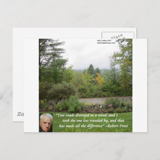 Robert Frost Wisdom Quote "Road Less Traveled" Briefkaart (Voorkant / Achterkant)