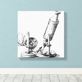 Robert Hooke's microscoop Canvas Afdruk (Insitu (Houten vloer))