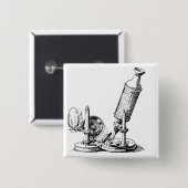 Robert Hooke's microscoop Vierkante Button 5,1 Cm (Voorkant /achterkant)