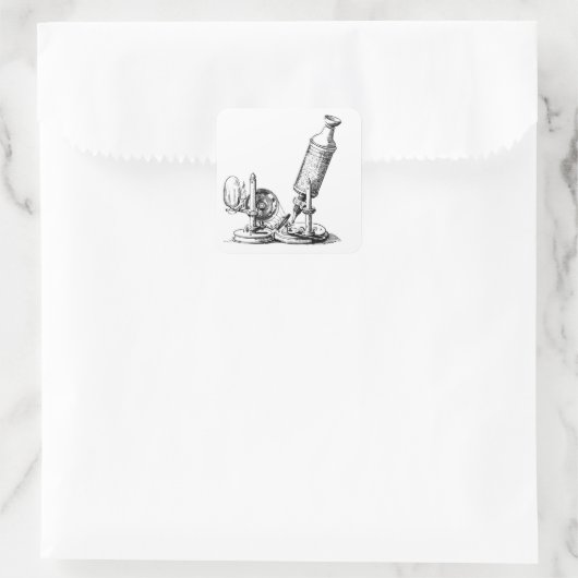 Robert Hooke's microscoop Vierkante Sticker (Tas)