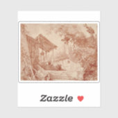 Robert Hubert: Boerderij met twee figuren door een Sticker (Vel)