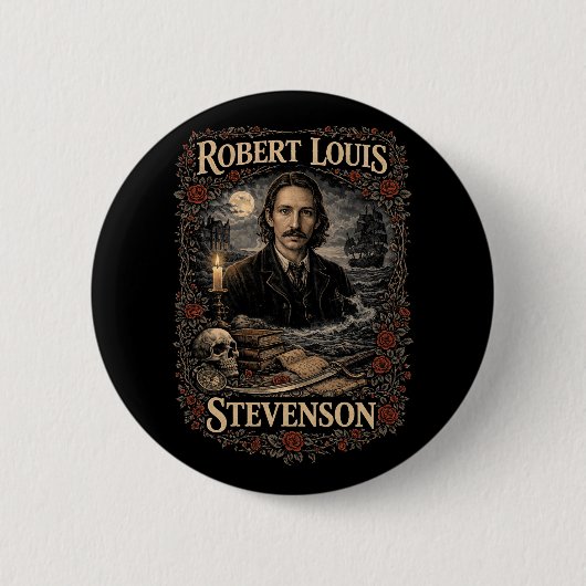 Robert Louis Stevenson Ronde Button 5,7 Cm (Voorkant)