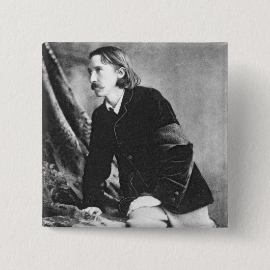 Robert Louis Stevenson Vierkante Button 5,1 Cm (Voorkant)