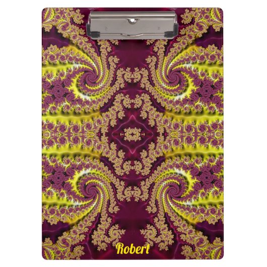 ROBERT ~ Maroon en geel design origineel Klembord (Voorkant)