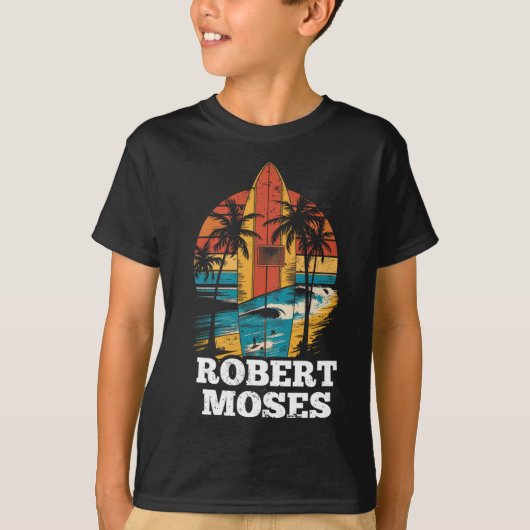 Robert Moses Surfboard Surfen Retro T-shirt (Voorkant)