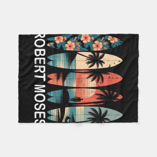 Robert Moses Surfboard Surfing Retro _1 Fleece Deken (Voorkant (Horizontaal))