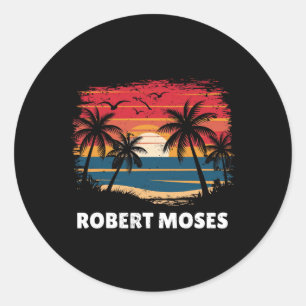 Robert Moses Surfboarder Palmboom Souvenir Ronde Sticker