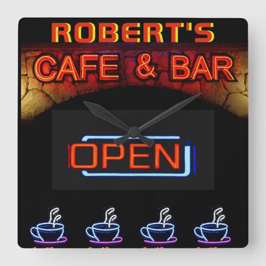 ROBERT - Naam Neon Sign Bar Mancave Den Clock Fun Vierkante Klok (Voorkant)