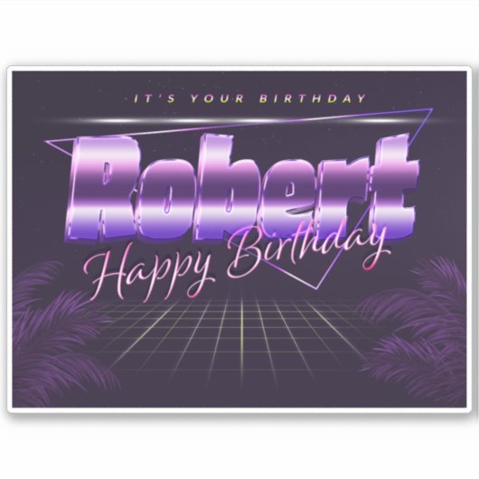 Robert Name Vorname lila retro Sticker Geburtstag (Voorkant)