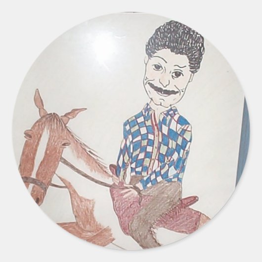 Robert op paard ronde sticker (Voorkant)
