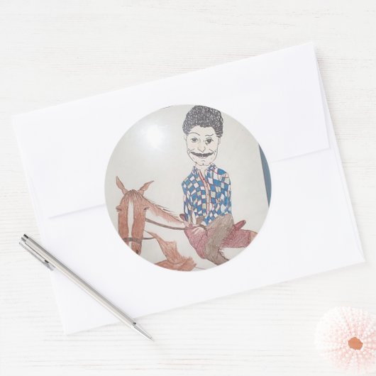 Robert op paard ronde sticker (Envelop)