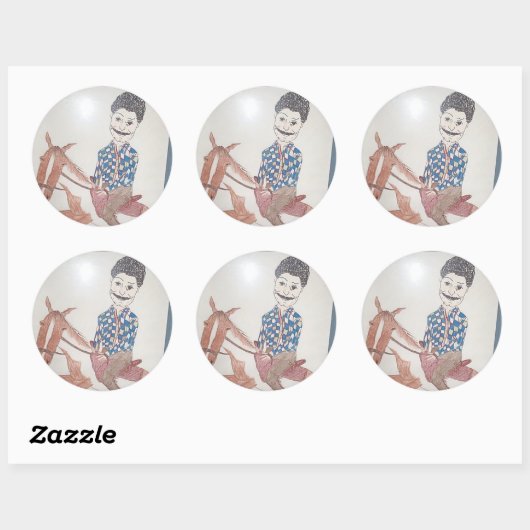 Robert op paard ronde sticker (Vel)