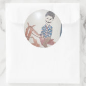 Robert op paard ronde sticker (Tas)