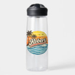 Robert Retro Sunset Name Design Waterfles<br><div class="desc">Retro sunset style design featuring the name Robert with vintage palm trees,  ocean waves,  and birds. Perfect personalized gift idea for anyone named Robert with a classic retro beach sunset aesthetic.</div>