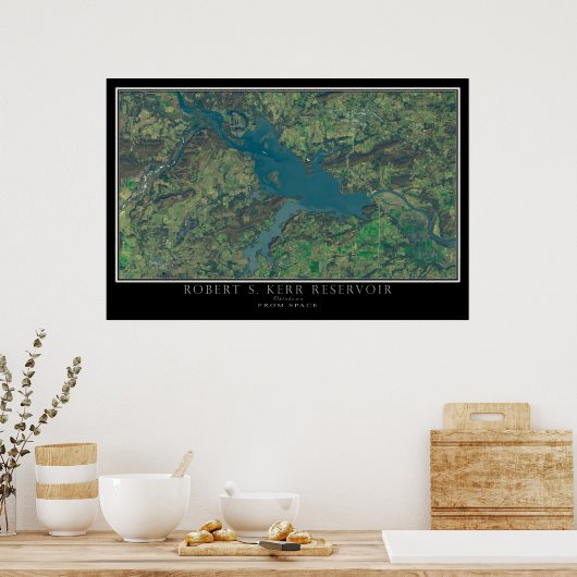 Robert S. Kerr Lake Oklahoma Satellite Poster Map (Keuken)