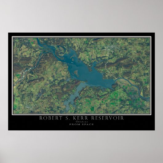 Robert S. Kerr Lake Oklahoma Satellite Poster Map (Voorkant)
