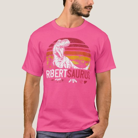 Robert Saurus Funny Personalized Dinosaur T Rex Na T-shirt (Voorkant)