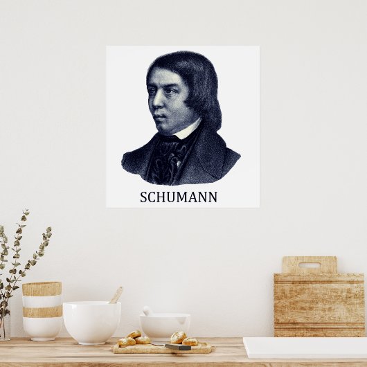 Robert Schumann, blauw Poster (Keuken)