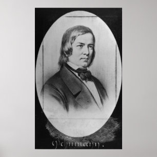 Robert Schumann gegraveerd op een foto Poster
