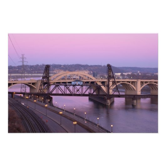 Robert Street Bridge in de schemering Foto Afdruk (Voorkant)