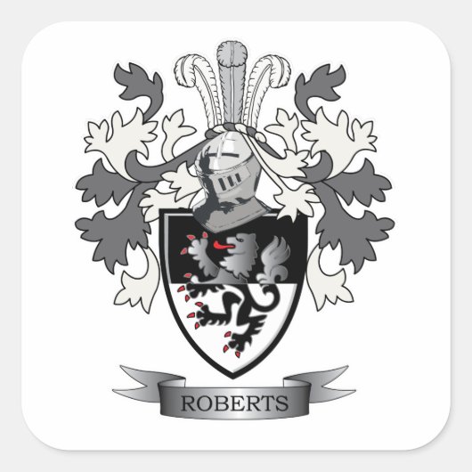 Roberts Family Crest Coat of Arms Vierkante Sticker (Voorkant)