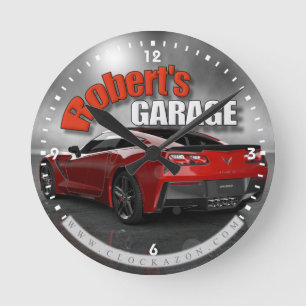 Robert's Garage Corvette Wall Clock Ronde Klok