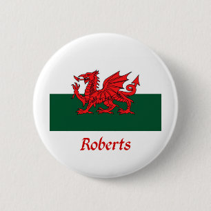 Roberts Welsh Flag Ronde Button 5,7 Cm