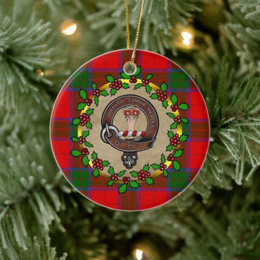 Robertson Badge & Tartan Gepersonaliseerde Kerstmi Keramisch Ornament (Boom)