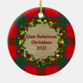 Robertson Badge & Tartan Gepersonaliseerde Kerstmi Keramisch Ornament (Achterkant)