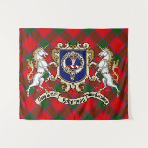 Robertson Clan Badge & Eenhoorns met tartan Wandkleed