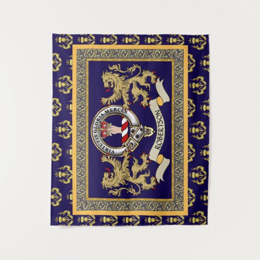 Robertson Clan Badge Personalized Blue Wandkleed (Voorkant)