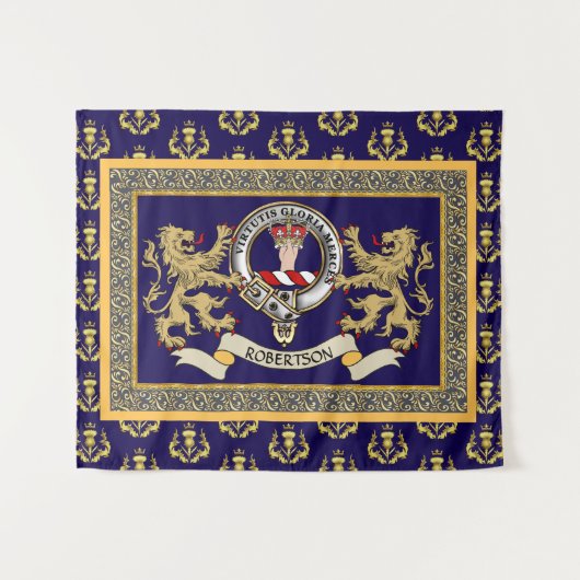 Robertson Clan Badge Persoonlijk Blauw Wandkleed (Voorkant (horizontaal))
