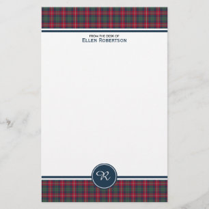 Robertson Clan Tartan Schots geruite monogram Briefpapier