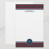 Robertson Clan Tartan Schots geruite monogram Briefpapier (Voorkant / Achterkant)
