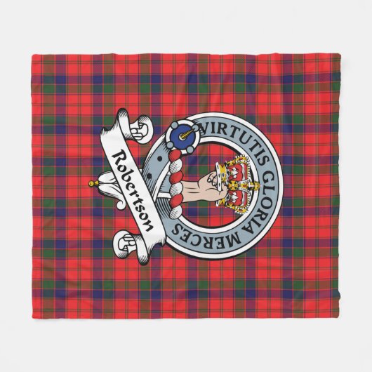 Robertson Modern Clan Badge Tartan Pset Fleece Deken (Voorkant (Horizontaal))