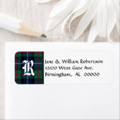 Robertson Tartan Plaid Monogram Adresetiketten Etiket (Insitu)