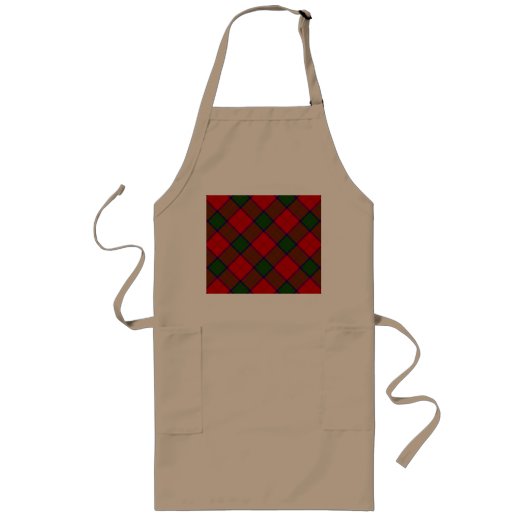 Robertson tartan red green plaid lang schort (Voorkant)
