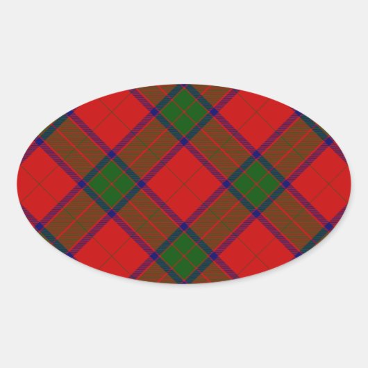 Robertson tartan red green plaid ovale sticker (Voorkant)