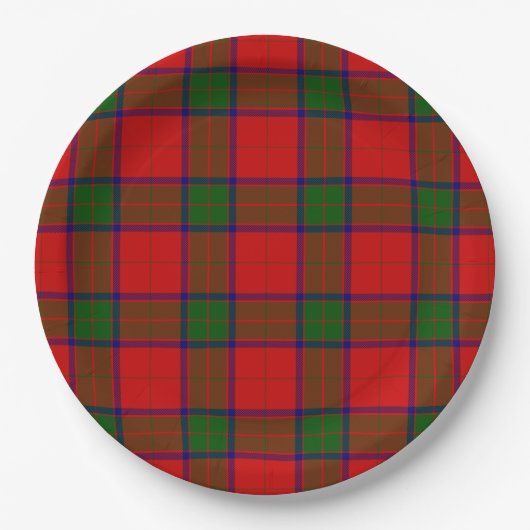 Robertson tartan red green plaid papieren bordje (Voorkant)