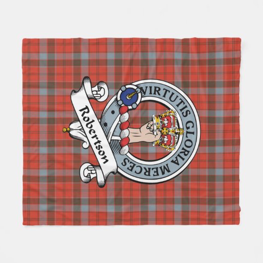 Robertson Weathered Clan Badge Tartan Pset Fleece Deken (Voorkant (Horizontaal))