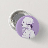 Robespierre profiel in Lavender Ronde Button 3,2 Cm (Voorkant /achterkant)