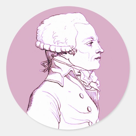 Robespierre profiel in Roos, Ronde Sticker (Voorkant)