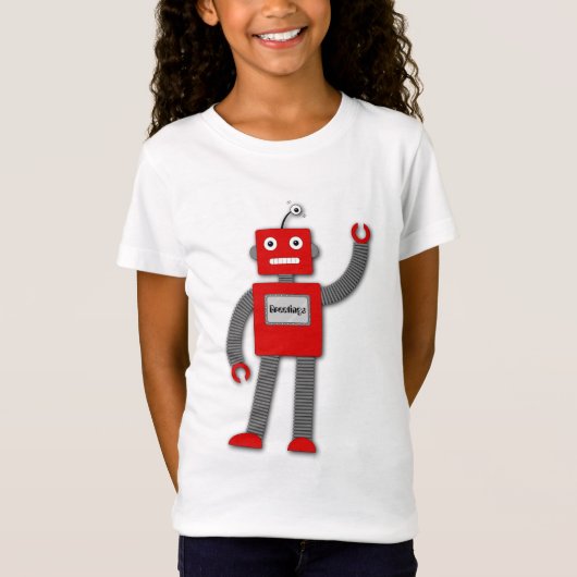 Robi de Retro Robot Girl's T-shirt (Voorkant)
