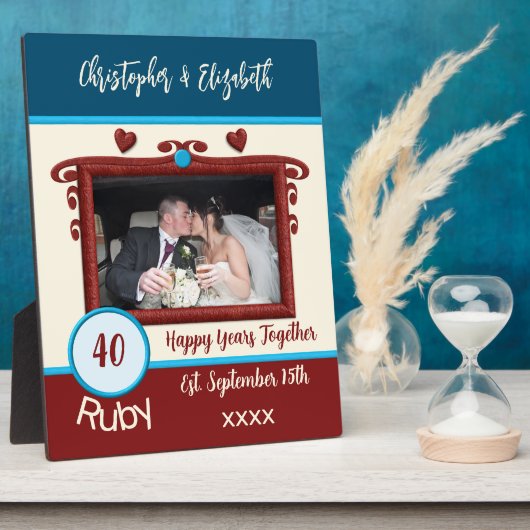 Robijn 40 jaar jubileum voeg namen foto blauw fotoplaat (Zijkant)