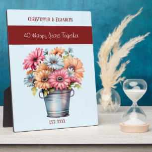 Robijn 40e jubileum bloemen namen blauw fotoplaat